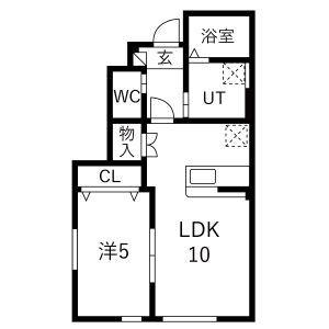 LOU LOU B(1LDK/1階)の間取り写真
