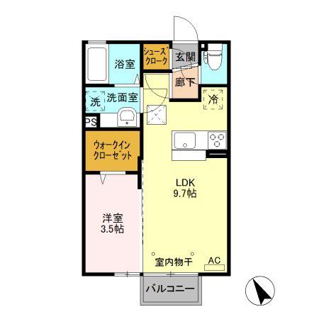 カーサラヴィータ(1LDK/1階)の間取り写真