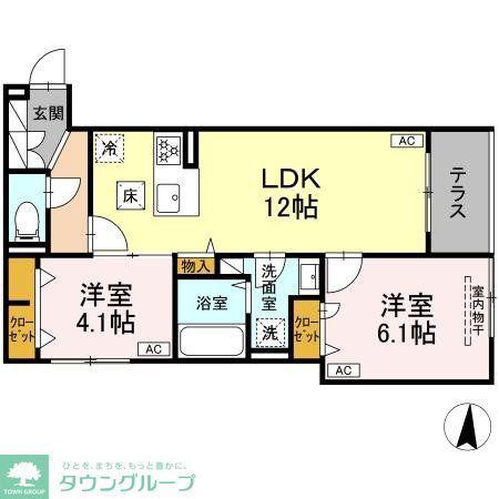 セレスティア柴又V(2LDK/3階)の間取り写真