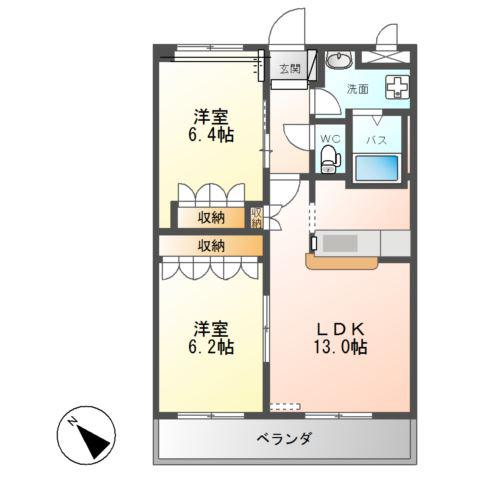 PEACEFUL FOREST(2LDK/1階)の間取り写真