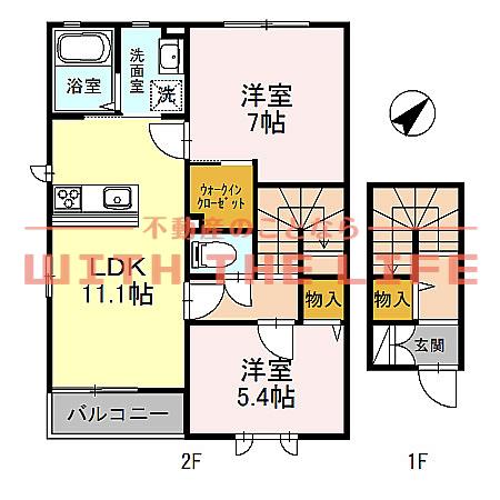 HEARTYS ENT(2LDK/2階)の間取り写真