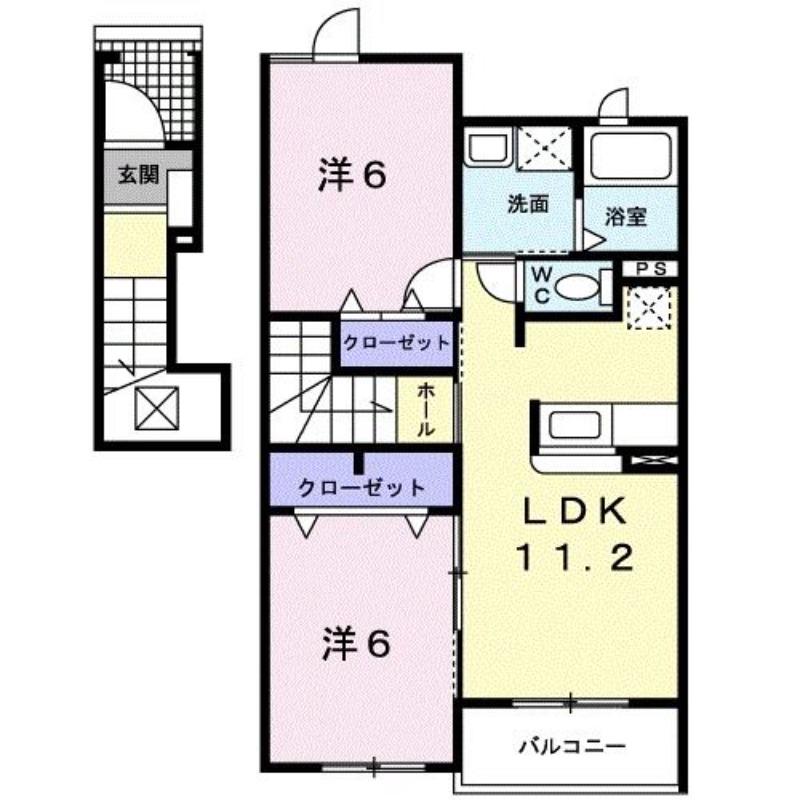 VENITEVENITEI(2LDK/2階)の間取り写真