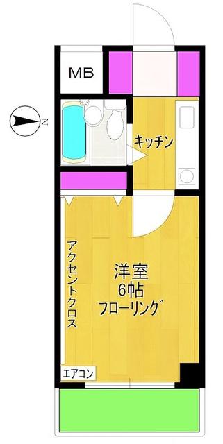 リーセントパレス多摩(1K/2階)の間取り写真