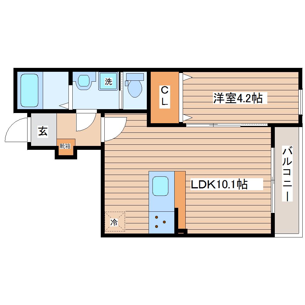 プランドール長町(1LDK/1階)の間取り写真