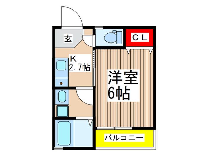 ソレイユ新座(1K/2階)の間取り写真