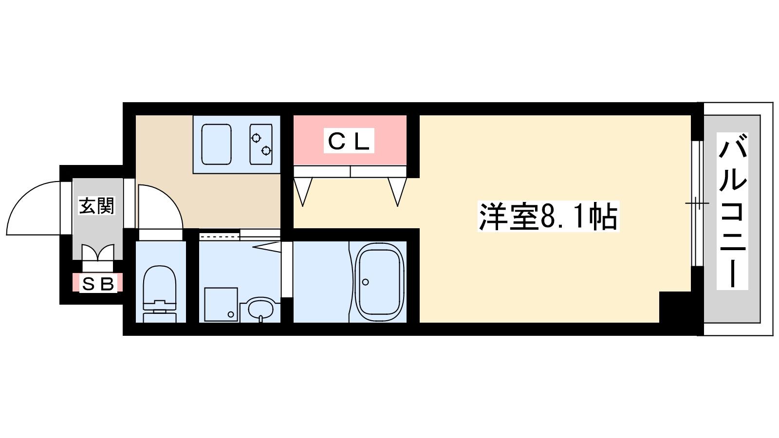ルミエナ東三国(1K/2階)の間取り写真