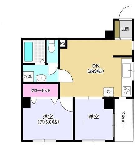 AS ONE 小石川 RESIDENCE(2DK/3階)の間取り写真