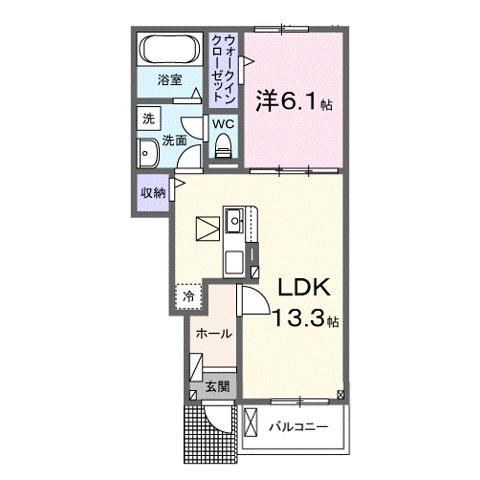 ベラーノ II(1LDK/1階)の間取り写真