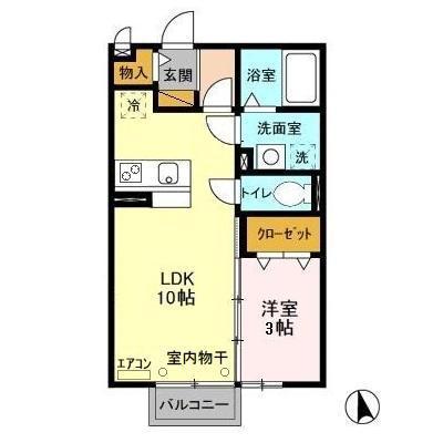 セピアパレス(1LDK/2階)の間取り写真