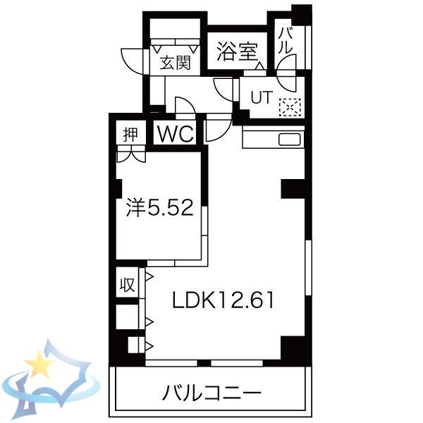 レジデンスカープ札幌(1LDK/10階)の間取り写真