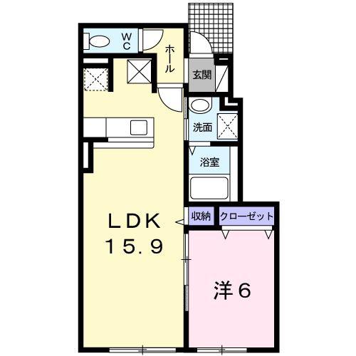 ラ・ルナ(1LDK/1階)の間取り写真