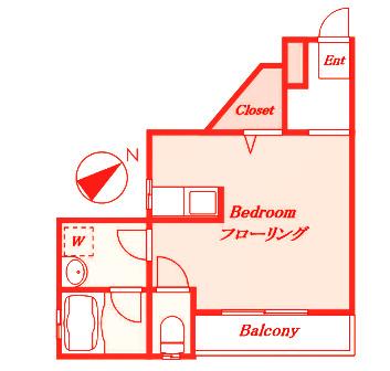 カーサK(ワンルーム/2階)の間取り写真