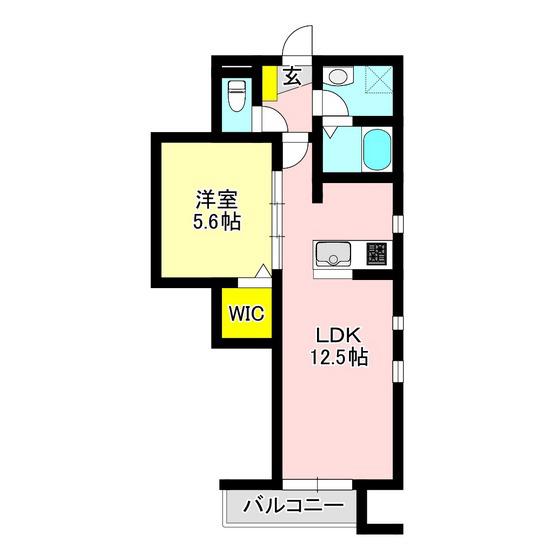 KLEIS前橋本町(1LDK/2階)の間取り写真