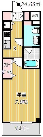 S-FORT船橋本町(1K/2階)の間取り写真