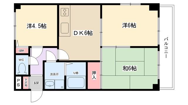 フェイビアンKT(3DK/2階)の間取り写真