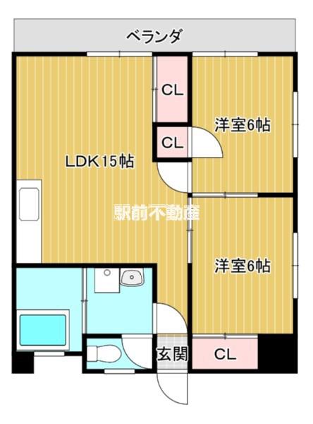 サンビレッジシンエイ(2LDK/1階)の間取り写真