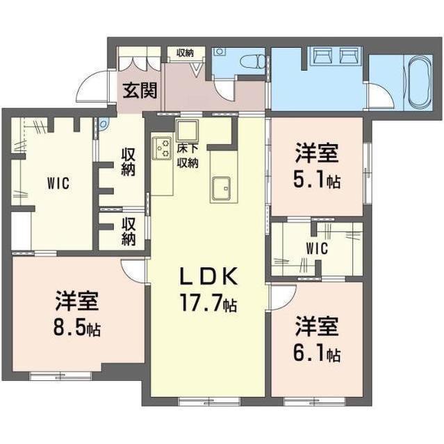 アルサンテ あざみ野(3LDK/1階)の間取り写真