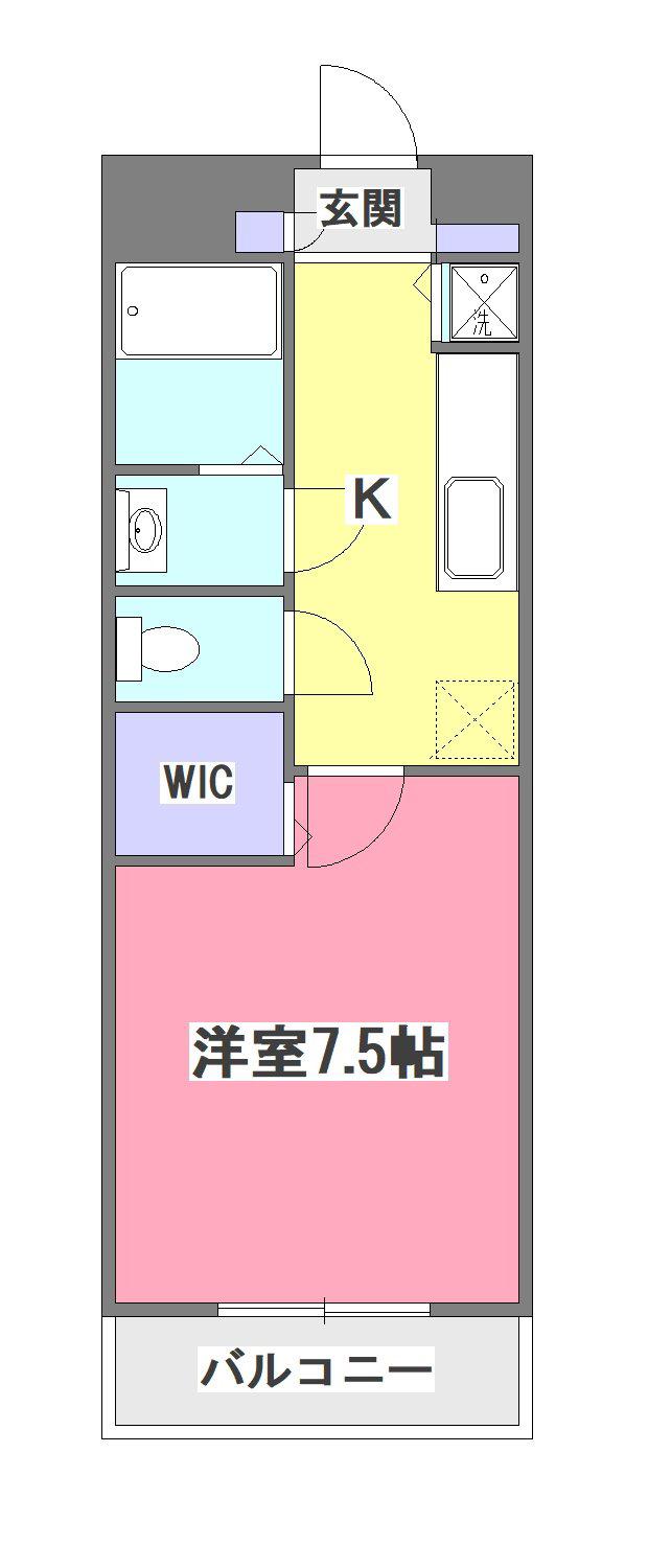 グランピュア(1K/2階)の間取り写真