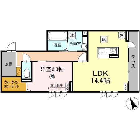 D S LIEN(1LDK/1階)の間取り写真