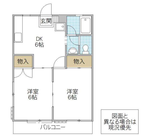 ムーンライトシックス(2DK/1階)の間取り写真