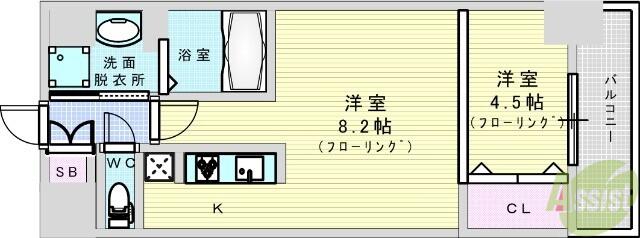 セノアタワー新大阪(1LDK/3階)の間取り写真