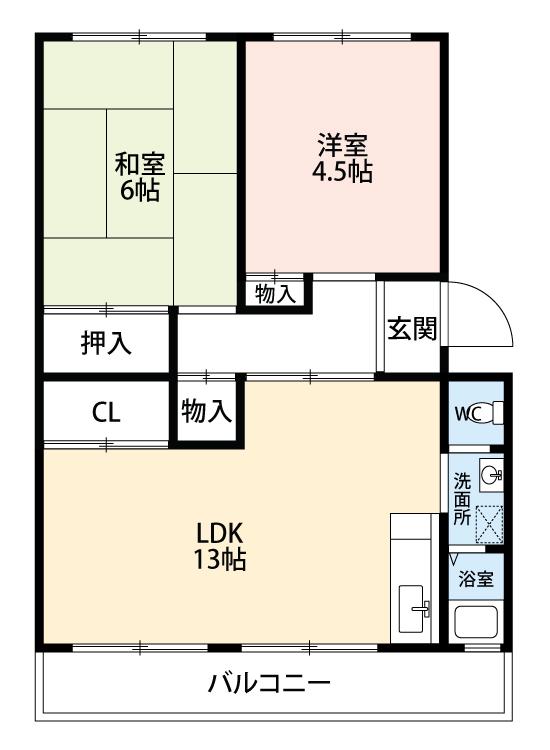 ハピネス緑(2LDK/1階)の間取り写真