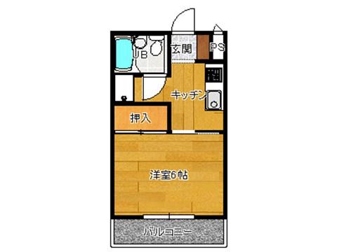 城頭マンション(1K/2階)の間取り写真
