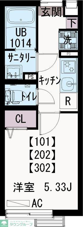 IXO 光(1K/2階)の間取り写真