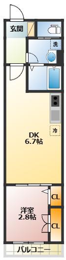 デュオコート(1DK/3階)の間取り写真
