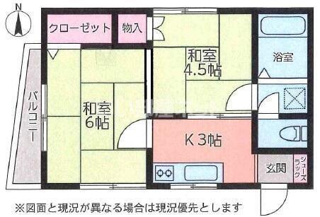 嶋津コーポ(2K/2階)の間取り写真