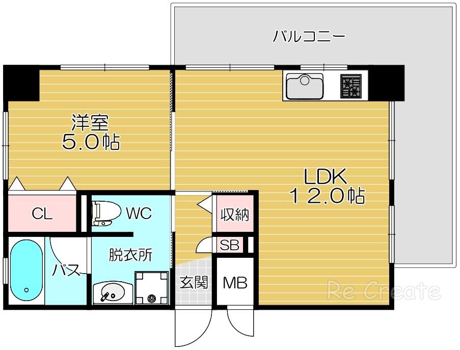 フェルザ今宮戎(1LDK/6階)の間取り写真
