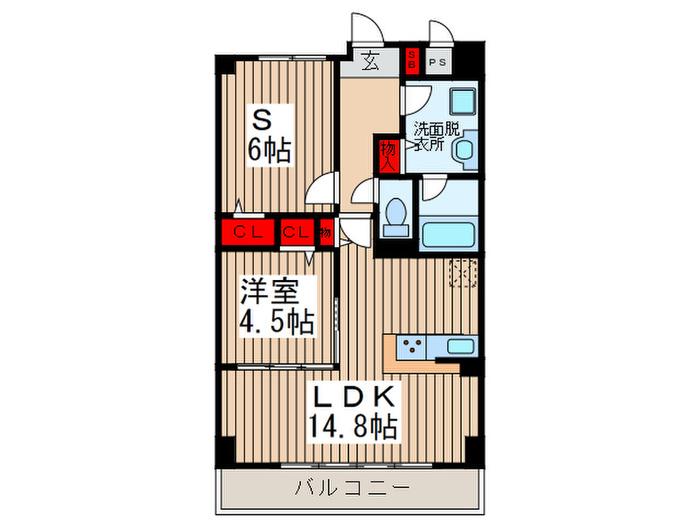 コンフォリア北小金(1SLDK/6階)の間取り写真