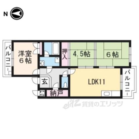 スクエアメゾン並河B(3LDK/1階)の間取り写真