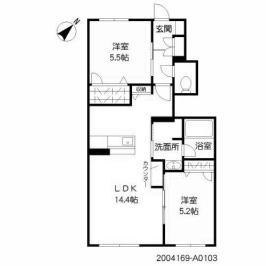 アミコートI(2LDK/1階)の間取り写真