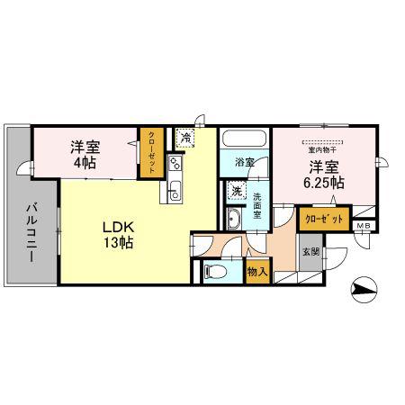 MEDUSELD 南棟(2LDK/3階)の間取り写真