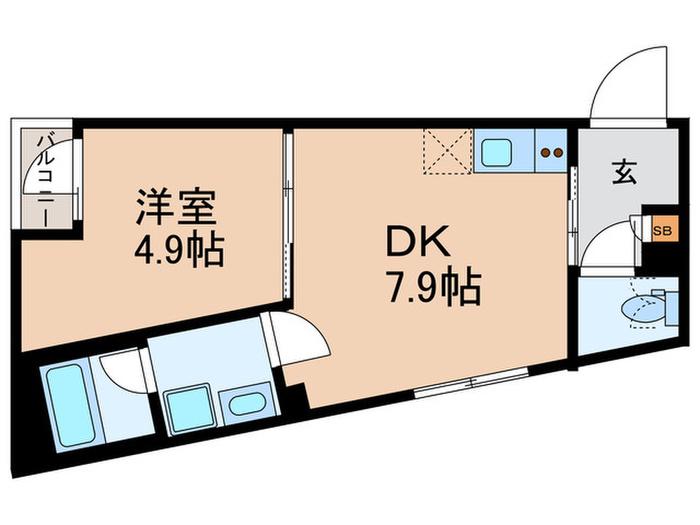 FLUFFY西早稲田(1DK/6階)の間取り写真