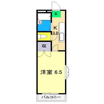 ピュア高須II(1K/1階)の間取り写真