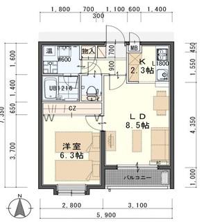 VILLA NOV(1LDK/1階)の間取り写真