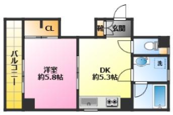 アピレ小杉(1DK/4階)の間取り写真