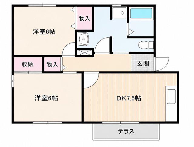 ピュアエクセレント(2DK/2階)の間取り写真