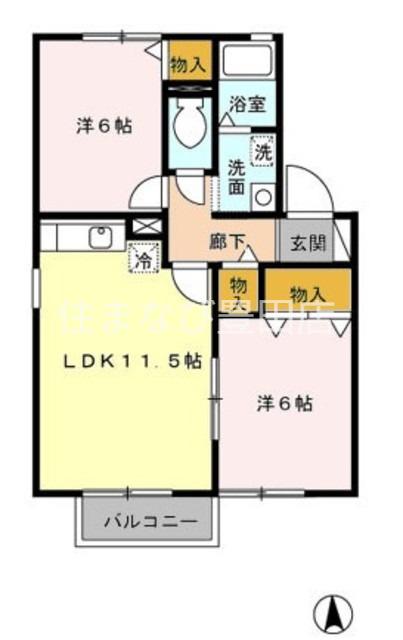 ハートフルアンジュ(2LDK/2階)の間取り写真