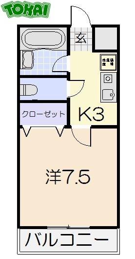 レスポールI(1K/4階)の間取り写真