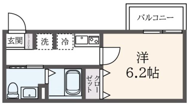フルーヴテラス(1K/1階)の間取り写真