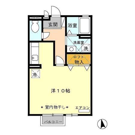 セジュールSY(ワンルーム/2階)の間取り写真