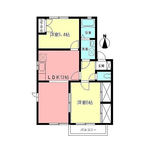エスポワールβ(2LDK/2階)の間取り写真