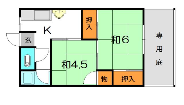 赤松文化(2K/1階)の間取り写真