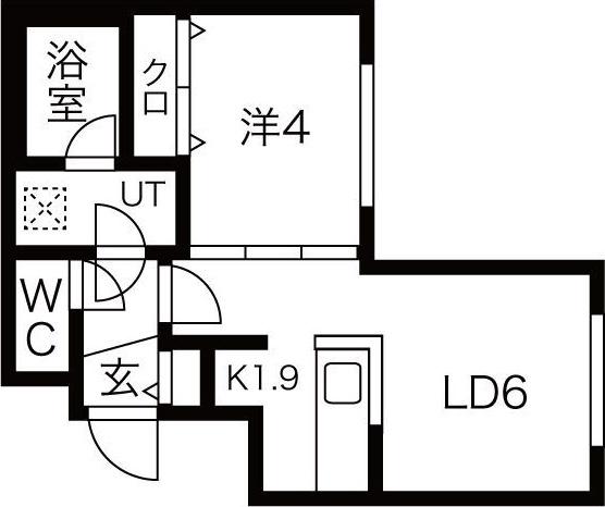 クラブプルミエ琴似4条(1LDK/1階)の間取り写真