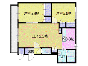ランピード桂木(2LDK/3階)の間取り写真