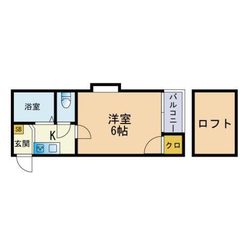 コンフォートべネフィス姪浜(1K/1階)の間取り写真