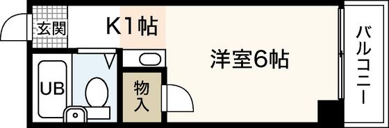 パートナー広島(1K/6階)の間取り写真